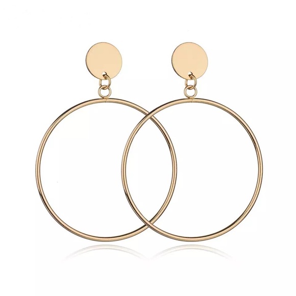 Gold Plated Geometric Hollow Earrings - Picture 3 of 4